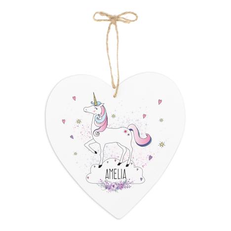 Personalised Unicorn Large Wooden Heart Decoration £14.99